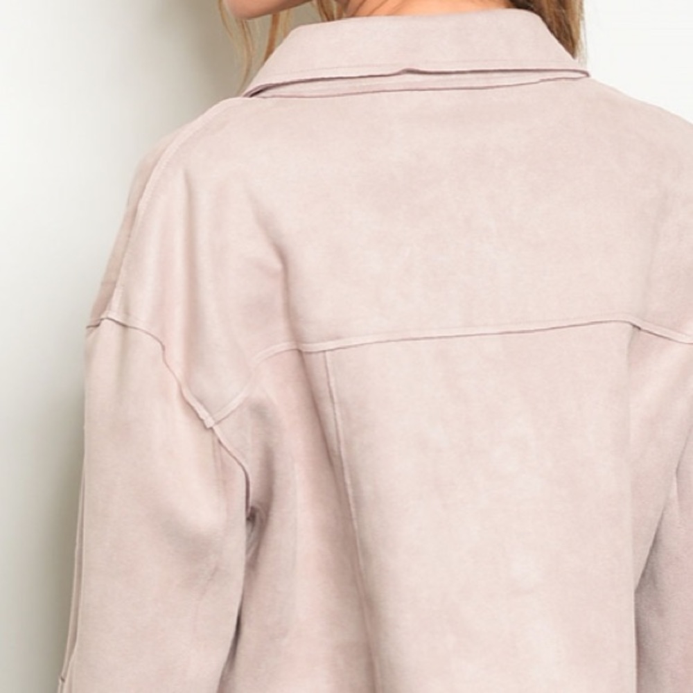 ❄️TAUPE SUEDE CROPPED JACKET - Picture 6 of 9